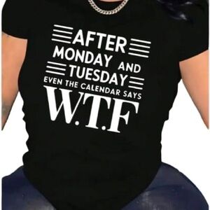 Black Graphic T-Shirt with Bold White Text